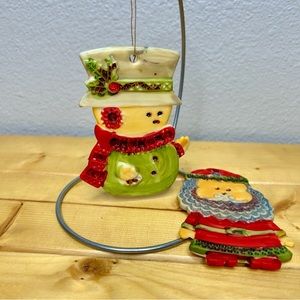 Bakelite? Melamine? Craft Project Snowman and Santa Claus Christmas Ornaments